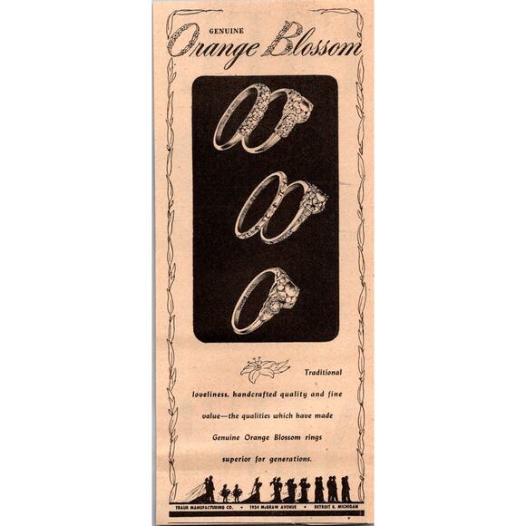 Traub Manufacturing Co. Orange Blossom Rings Detroit MI 1940s WWII Era Ad SAH7-6 - Picture 1 of 2